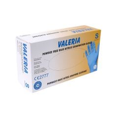VALERİA Nitril Pudrasız Muayene Eldiveni 100'lü Mavi S 20 Paket