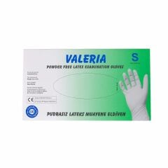 VALERİA Lateks Pudrasız Muayene Eldiveni 100'lü Beyaz S 20 Paket