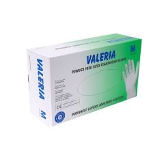 VALERİA Lateks Pudrasız Muayene Eldiveni 100'lü Beyaz M 20 Paket
