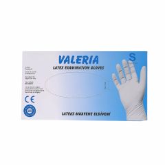 VALERİA Lateks Pudralı Muayene Eldiven 100'lü Beyaz S 20 Paket