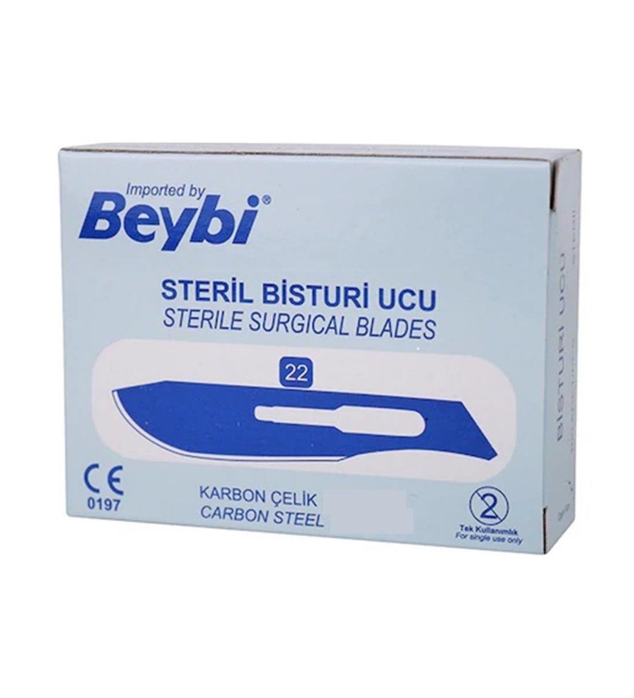 Beybi Bistüri Ucu No:22 | 100 Adet Steril Cerrahi Neşter Ucu | Veteriner ve Medikal Kullanım