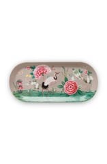 Cake Tray Rectangular Blushing Birds Khaki 33.3x15.5cm