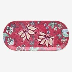Cake Tray Rectangular Flower Festival Dark Pink 33.3x15.5cm