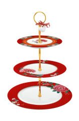 Kırmızı Porselen Kek Standı 27 cm