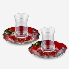 Kırmızı Porselen Çay Tabağı Seti 15 Cm Magic Garden Collection by Chiara Alessi