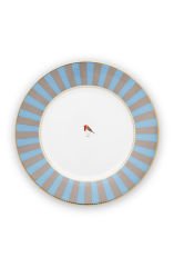 Plate Love Birds Stripes Blue Khaki 26.5cm