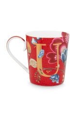 Alphabet Mugs Kırmızı Porselen U Harfli Kupa