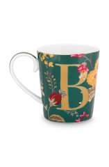 Alphabet Mugs Yeşil Porselen B Harfli Kupa 350ml