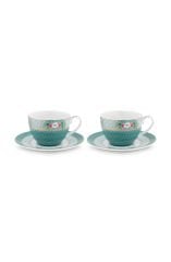 Mavi Porselen Çay Fincan Seti 280 ml