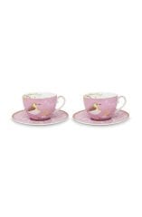 Pembe Porselen Çay Fincan Seti 280 ml