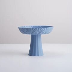 Crystal Mini Ayaklı Sunum Tabak Açık Mavi 13 cm