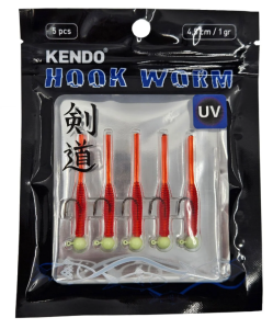 Kendo Hook Worm Jighead+Lrf Silikonu 1gr+4.5cm 5 Adet