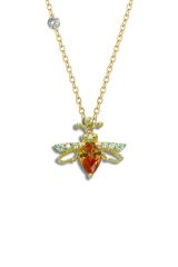 Pırlantalı 14 Ayar Arı Sari Topaz Rengi Kolye