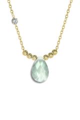 Pirlanta 14 Ayar Altin Dorikalı Quartz Crystal Renkli Damla Taşlı Kolye