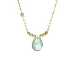 Pirlanta 14 Ayar Altin Dorikalı Quartz Crystal Renkli Damla Taşlı Kolye