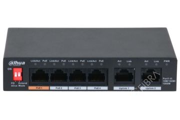 Dahua PFS3006-4GT-60-V2 4Port PoE Switch (4FE PoE + 2FE Uplink, Toplam 60W PoE )