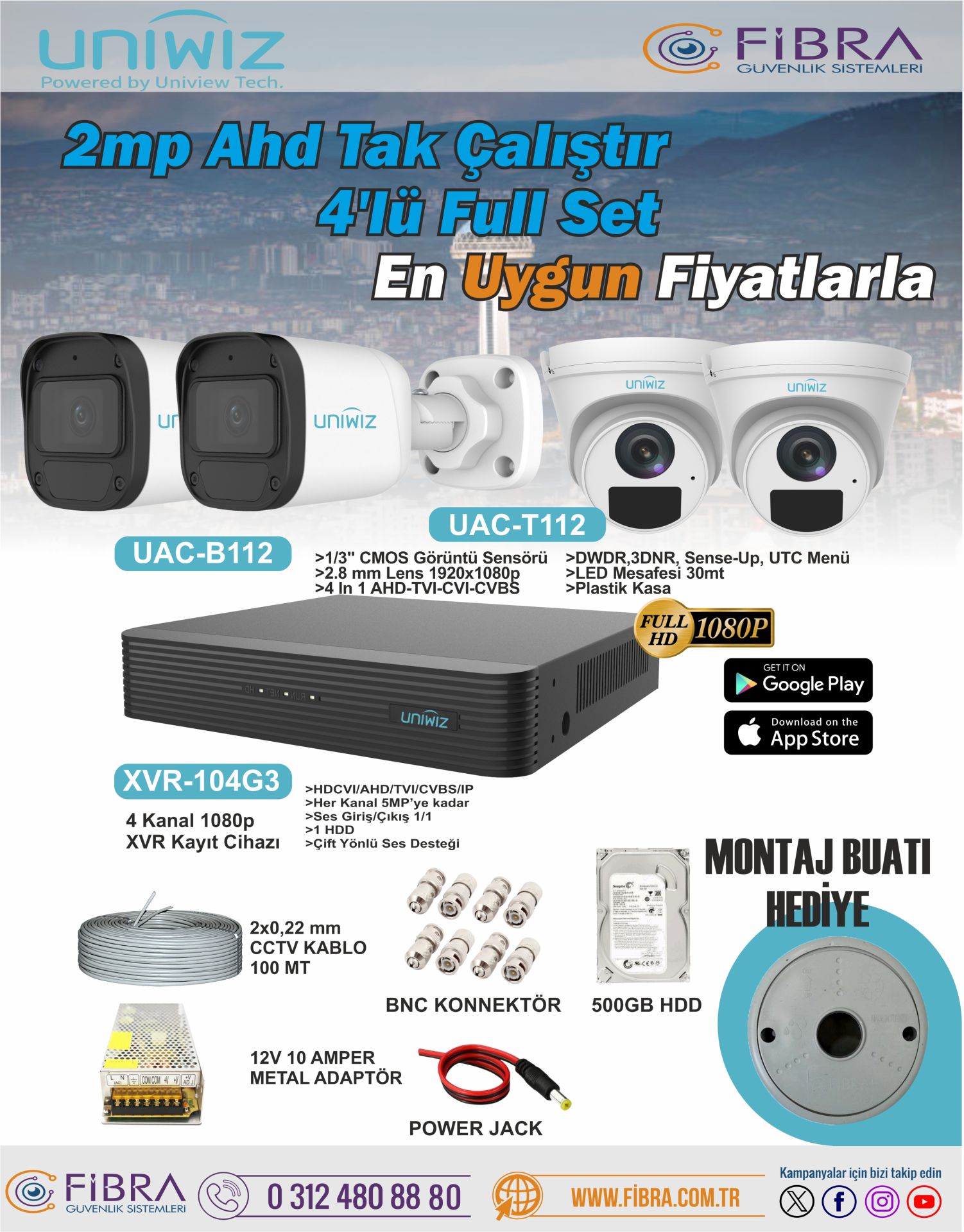 UNİWİZ 2MP AHD TAK ÇALIŞTIR SET