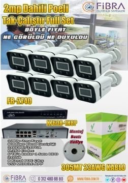 FİBRA 2mp 8'li Ip Full Set Kablo Hediyeli