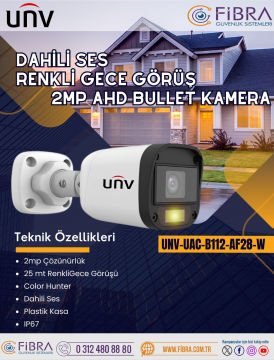UNV UAC-B112-AF28-W 2MP SESLİ FULL COLOUR AHD KAMERA