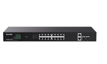 Tenda TEG1120P-16-250W 16 Port Poe+ 10/100/1000 2 Port Uplink + 2 Port SFP Switch Çelik Kasa
