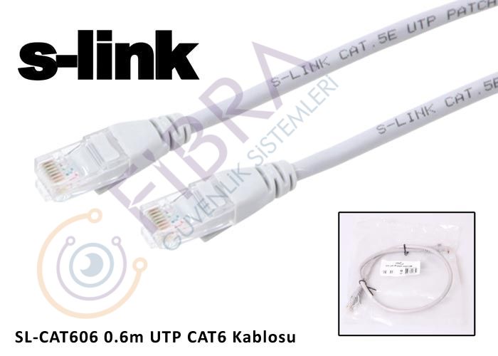 S-link SL-CAT606 cat6 0.60mt Gri Utp Patch Kablo