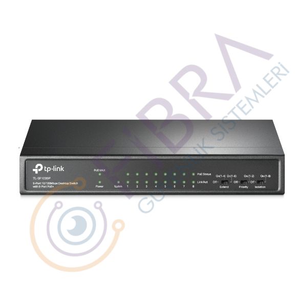 Tp-Link TL-SF1009P 8 Port Poe+ 10-100 Mbps Switch Çelik Kasa