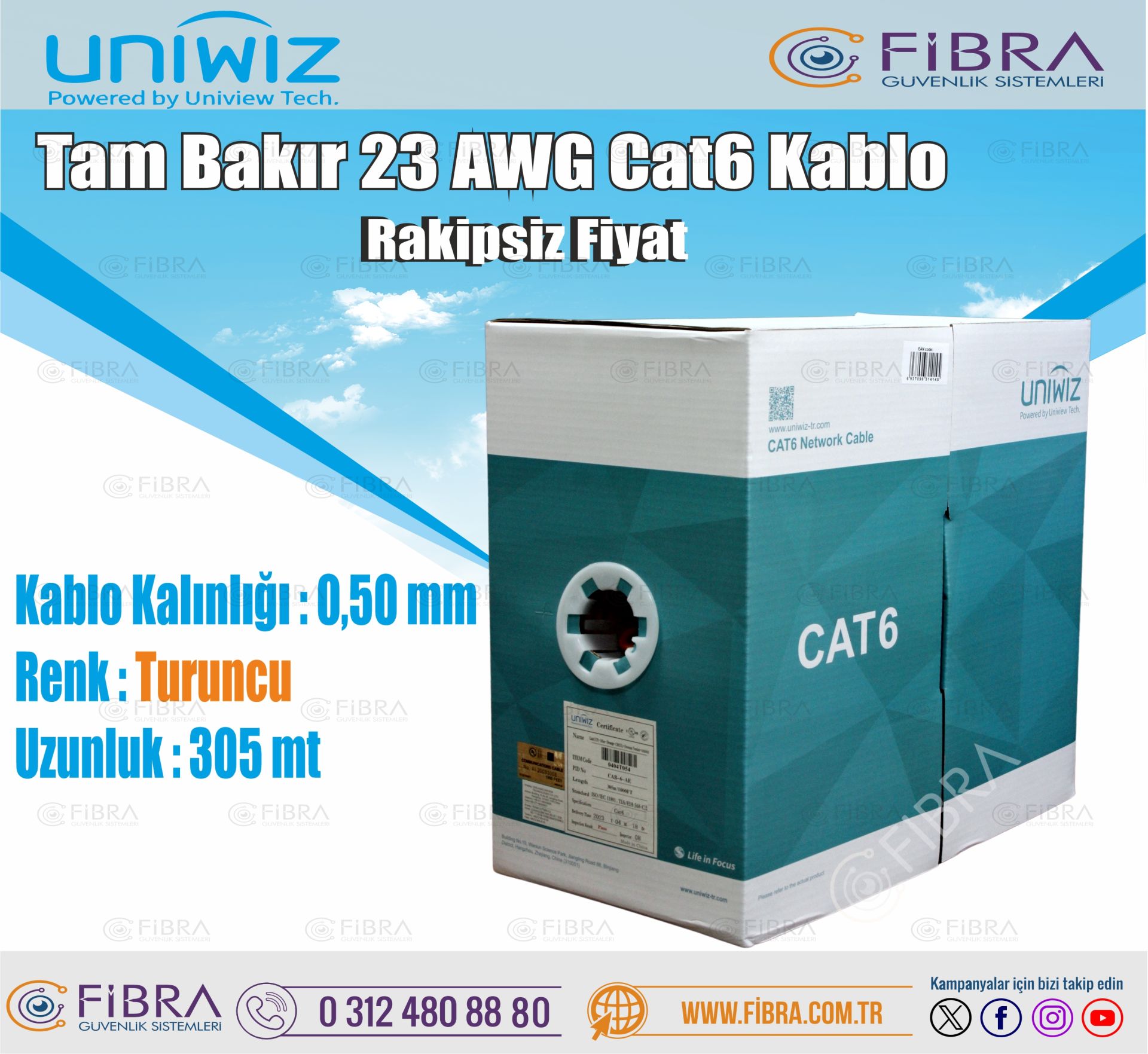 UNİWİZ TAM BAKIR CAT6 KABLO