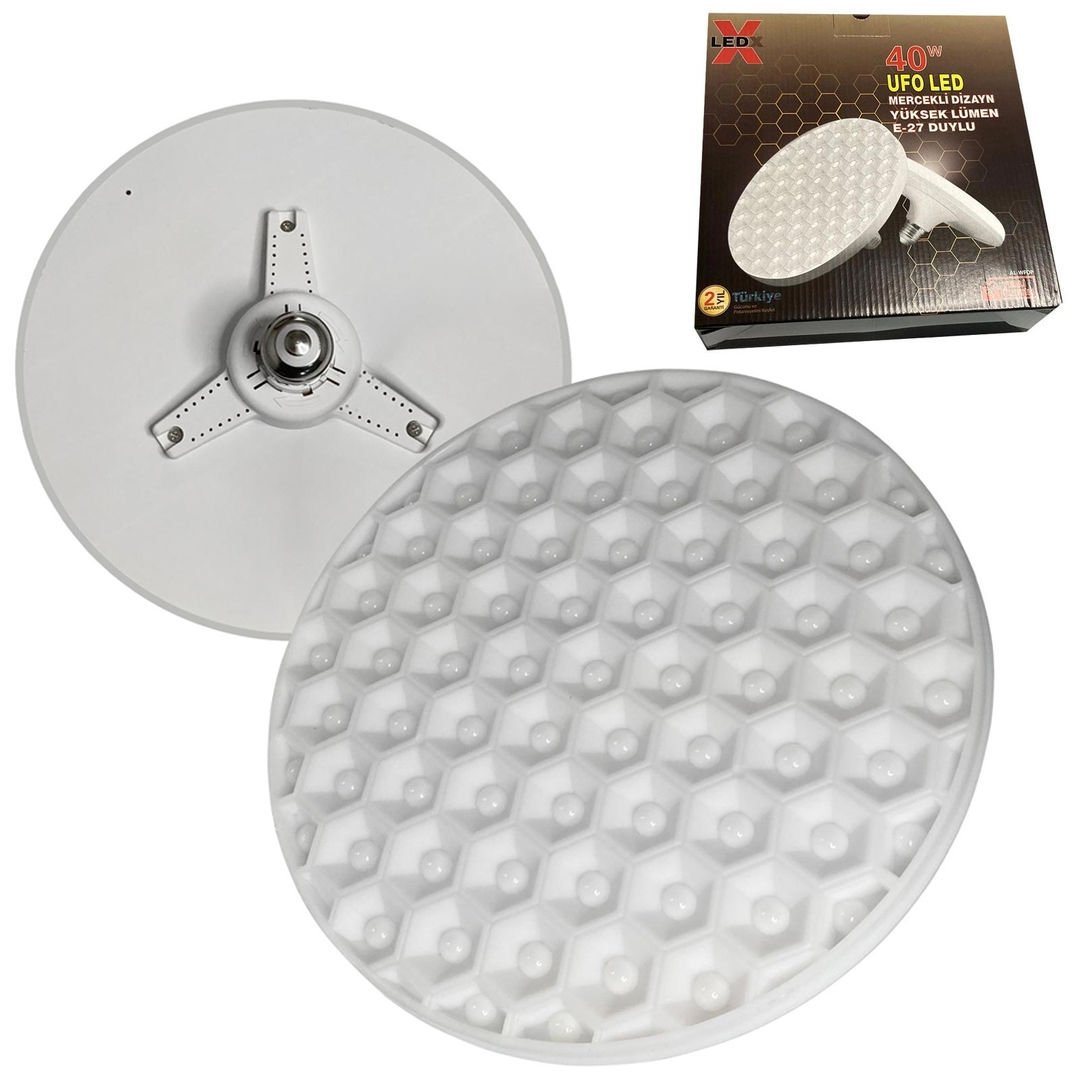 LEDX AL-WFOP 40 WATT MERCEKLİ DİZAYN YÜKSEK LÜMEN E27 DUYLU BEYAZ UFO LED