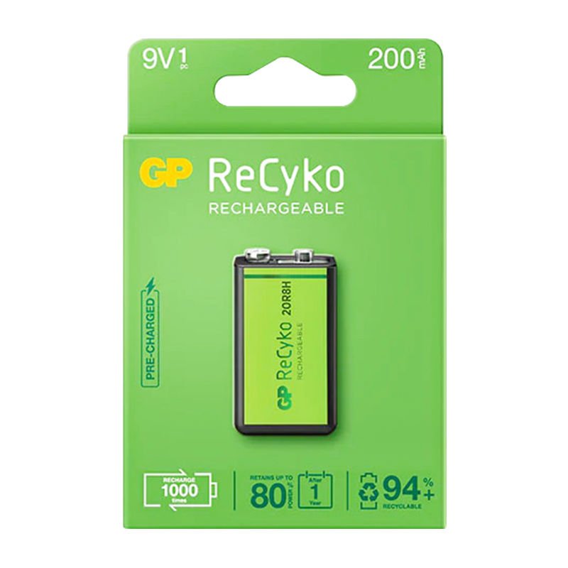 GP RECYKO 9 VOLT - 200 MAH NI-MH ŞARJLI PİL GP20R8H-2E1-(GPRHV208R075)