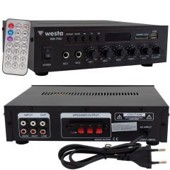 WESTA WM-750U 80W MİNİ 100V/70V/4-16 OHM USB/SD/BLUETOOTH/ UK-2 MİK GİRİŞ TRAFOLU ANFİ