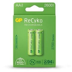 GP 2600 MAH R6 AA KALEM ŞARJLI PİL 2Lİ BLS PAKET RECYKO YEŞİL