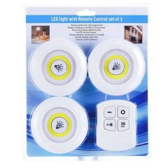 POWERMASTER ÜÇLÜ KUMANDALI PİLLİ DOKUNMATİK PORTATİF COB LED IŞIK AYDINLATMA