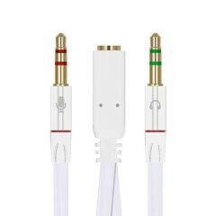 POWERMASTER PM-1444 3.5 MM STEREO DİŞİX2 STEREO ERKEK KULAKLIK MİKROFON HOPARLÖR AYIRICI 20 CM KABLO