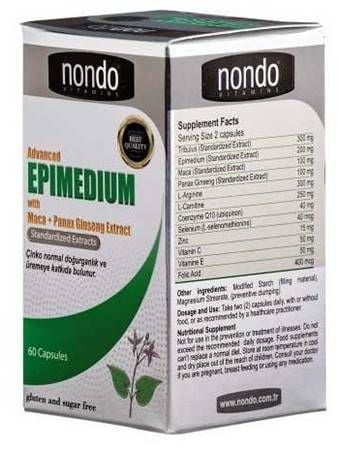 Nondo Advanced Epimedium With Maca + Panax Ginseng Extract 60 Kapsül