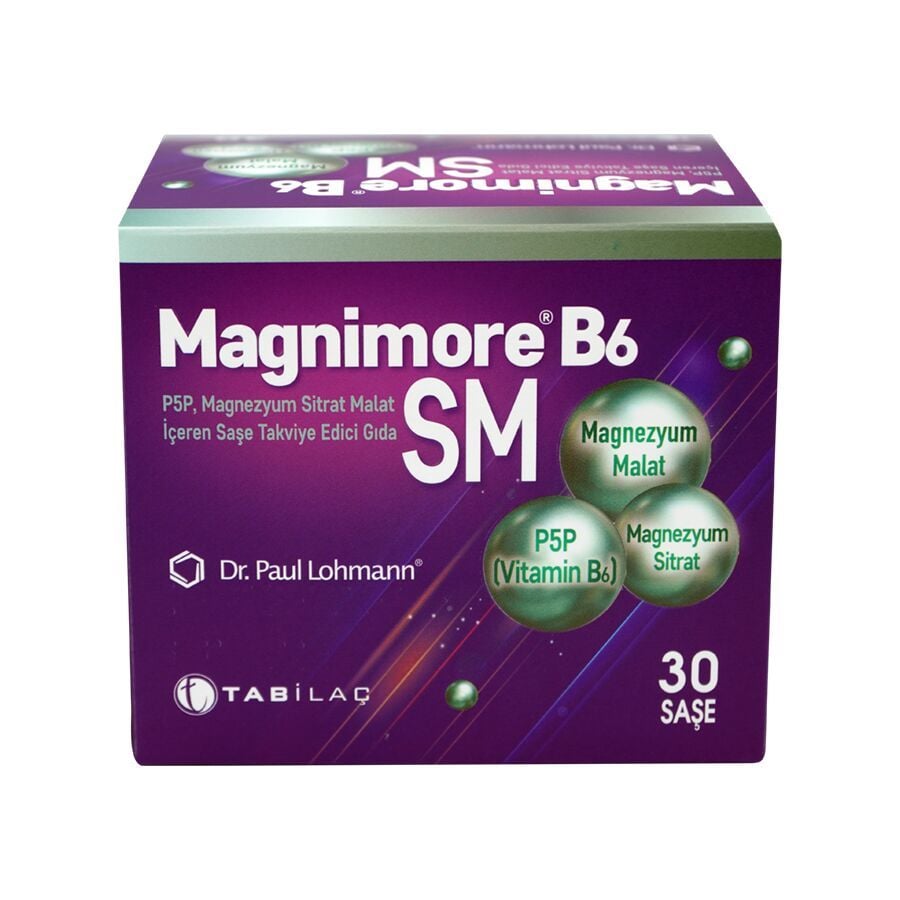 Magnimore Magnezyum B6 SM P5P Vitamin B6 Sitrat Malat 30 Şase