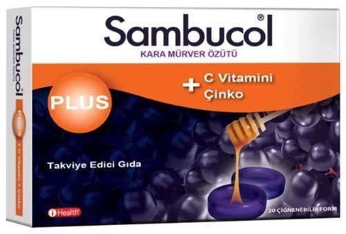 Sambucol Plus Plus Kara Mürver Özütü 20 Çiğnenebilir Form