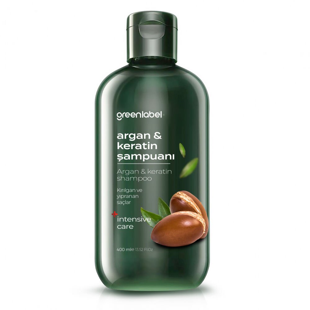 Greenlabel Argan & Keratin Şampuanı - Yoğun Bakım, Güçlendirici 400 ml.