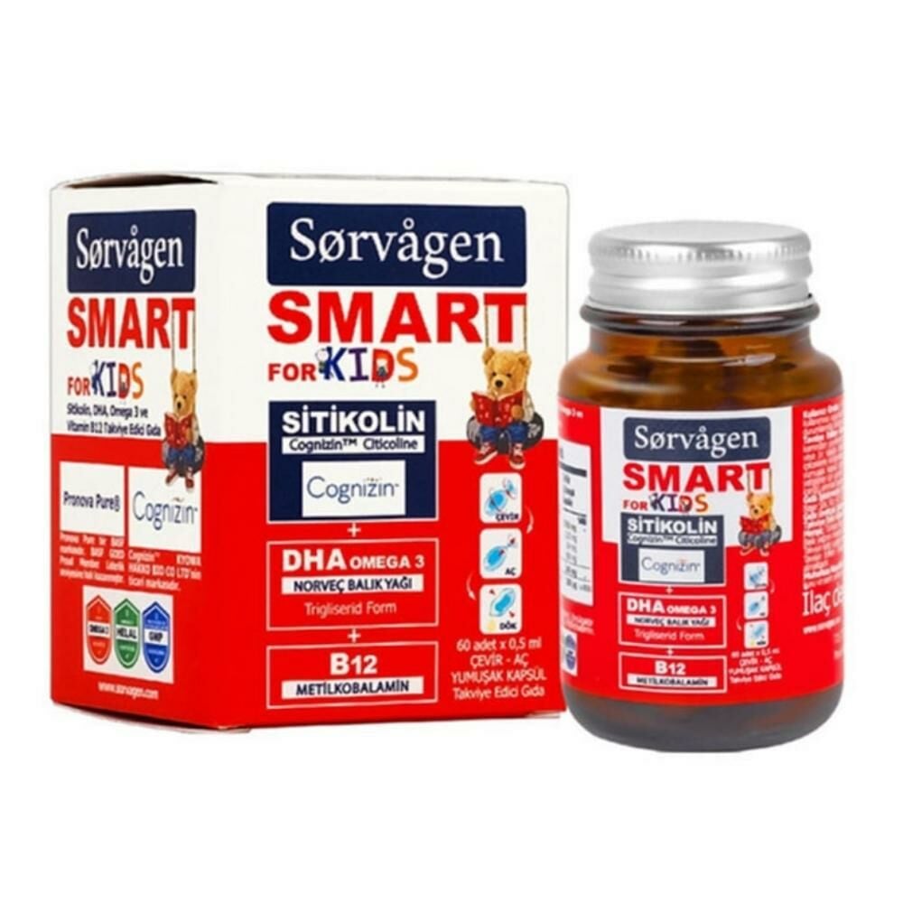 Sorvagen Smart Kids Sitikolin DHA Takviye Edİci Gıda 0,5 ml x 60 Adet