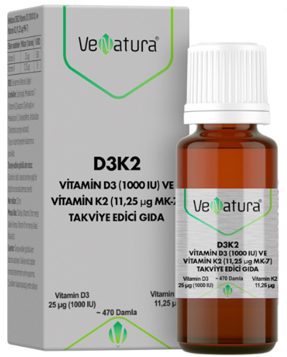 VeNatura Vitamin D3 Ve Menaquinon 7 (11,25 mcg) Takviye Edici Gıda 20 ml
