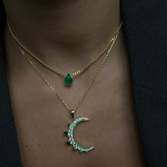 Damla zümrüt gümüş kolye