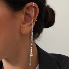 Uzun zincirli taşlı earcuff