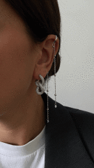 Uzun zincirli taşlı earcuff