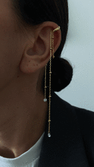 Uzun zincirli taşlı earcuff
