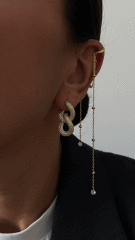 Uzun zincirli taşlı earcuff