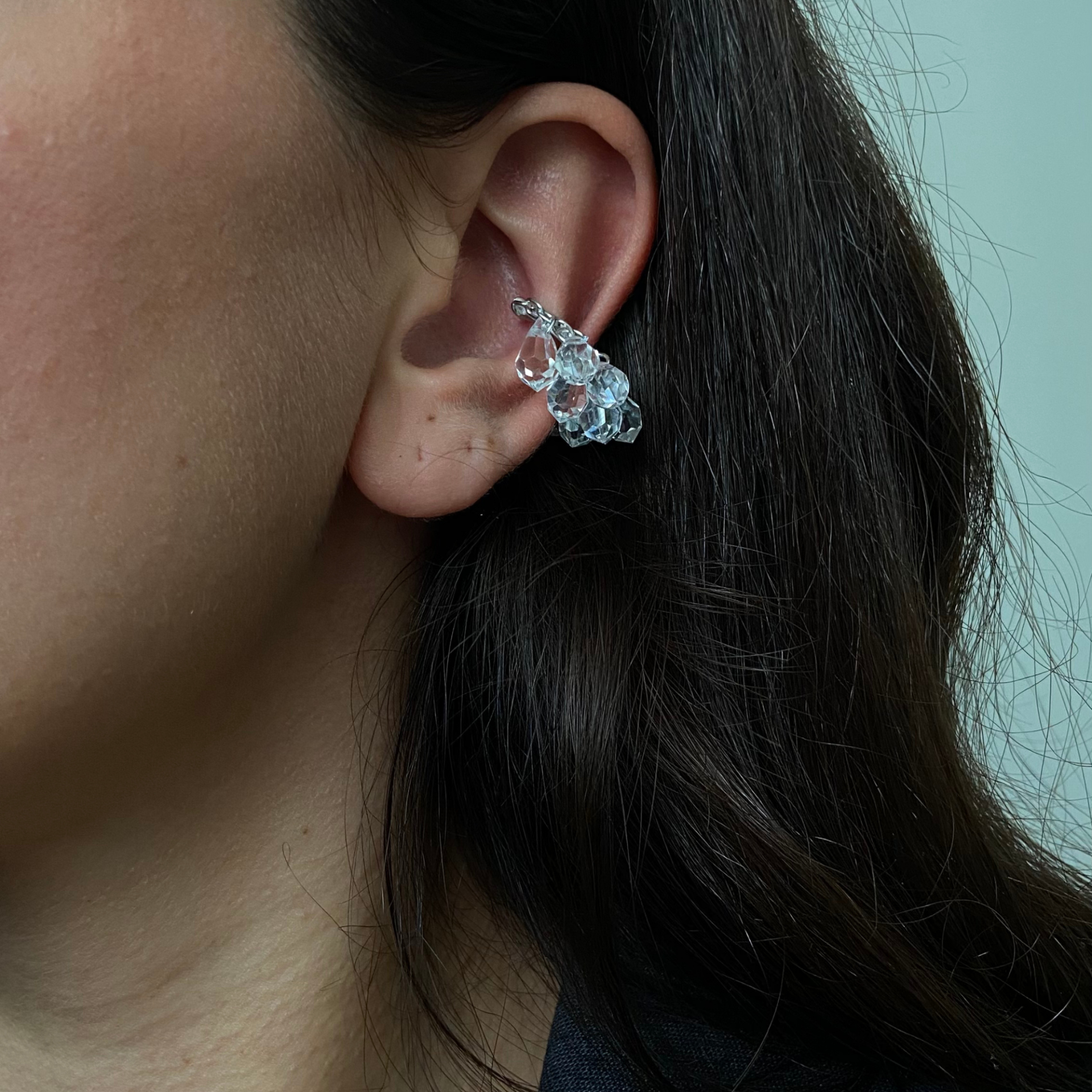 sallantı taşlı gümüş earcuff