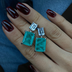 paraiba taşlı gümüş küpe
