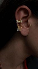 Taşlı sallantılı earcuff