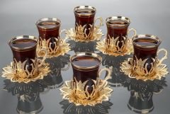METAL KAPLAMA AHSEN ÇAY SETİ - ALTIN