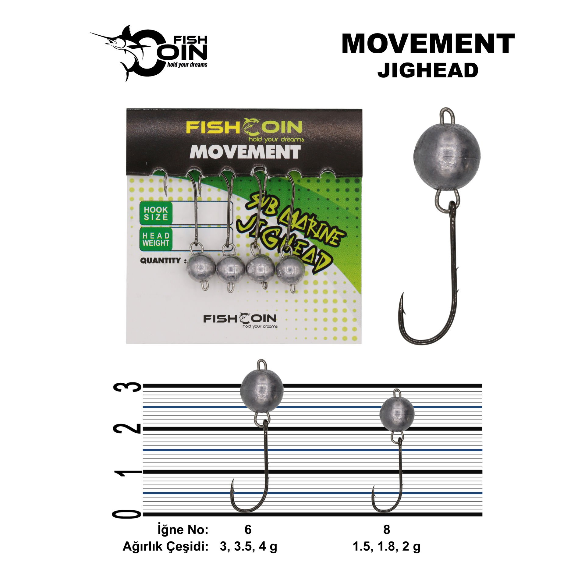 Fishcoin Movement Jighead 4 gr 6 Numara