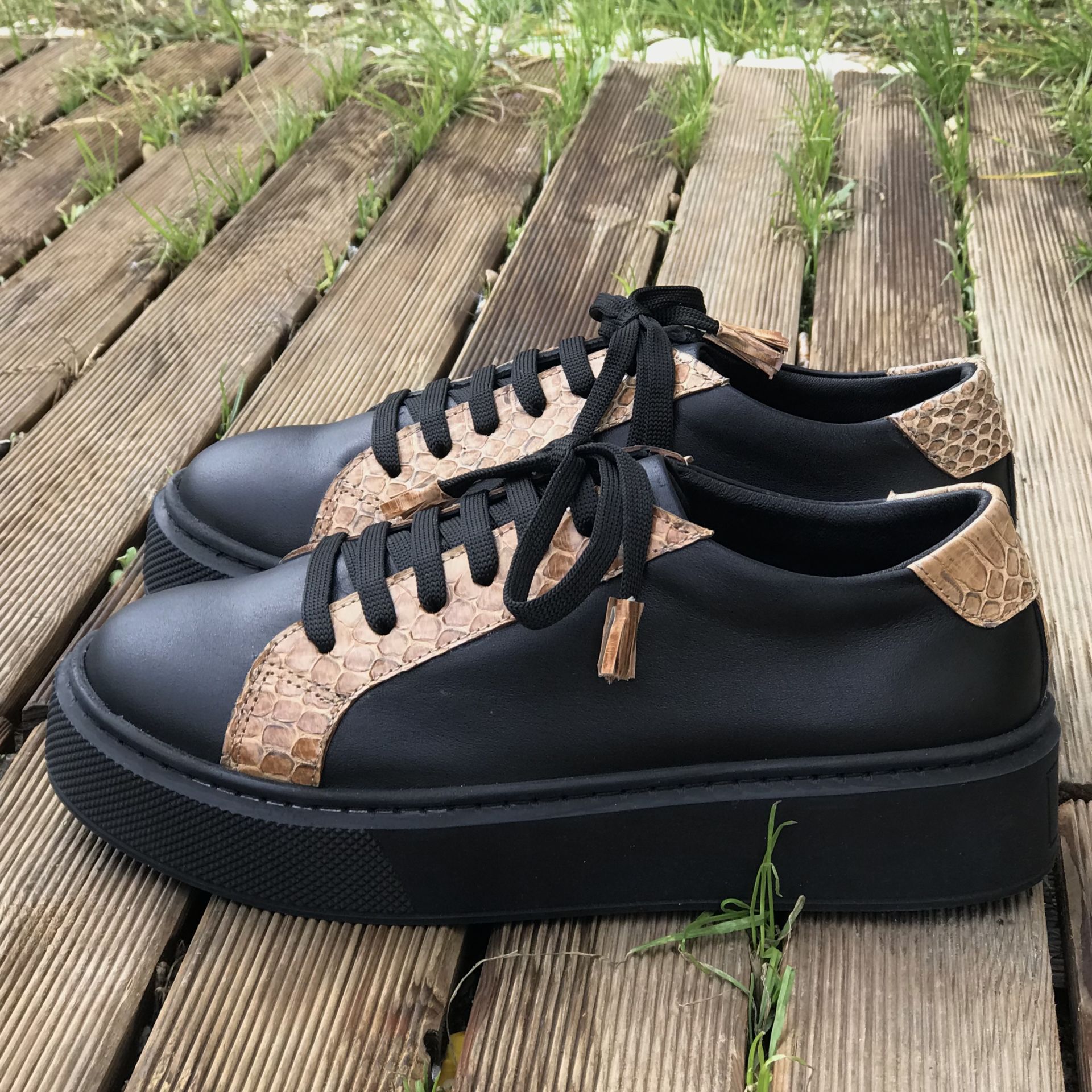 Siyah & Taba Python Sneaker